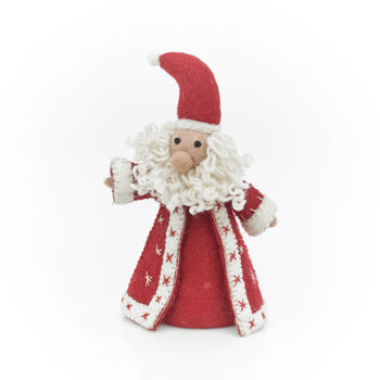Handmade Felt Jolly Santa Christmas Tree Topper, 2 of 3