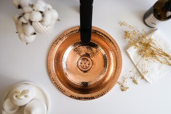 Round Hammered Solid Copper Kitchen And Bathroom Sink – Drop In Or Undermount Model, 2 of 5