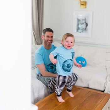 Personalised Daddy And Me Matching Football Pyjamas Set, 9 of 12