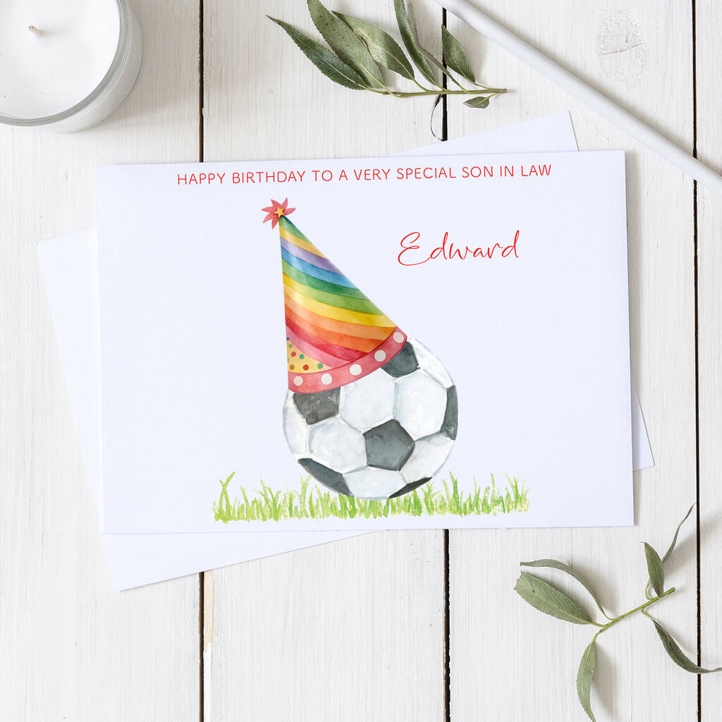 Personalised Son In Law Football Birthday Card, 1 of 2