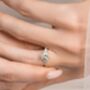 Two Ct Round Moissanite Three Stone Engagement Ring, thumbnail 7 of 9