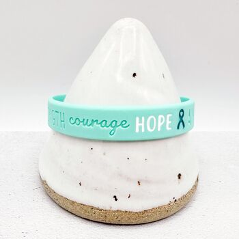 Teal Awareness Ribbon Bracelet Wristband, 6 of 8