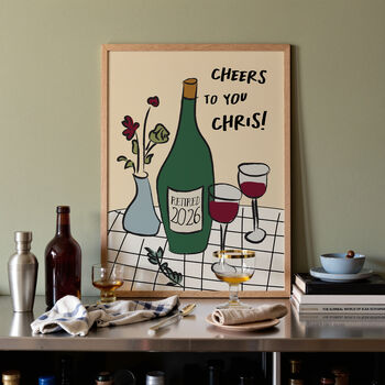 Personalised Retirement Wine Art Print Gift, 11 of 12