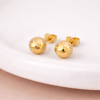 Solid 9ct Gold Diamond Cut Ball Stud Earrings – 7mm, 2 of 3
