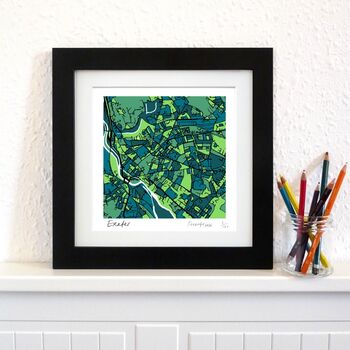 Personalised Exeter Art Map Gift | Hand Drawn Exeter Wall Art | Contemporary City Map, 3 of 6