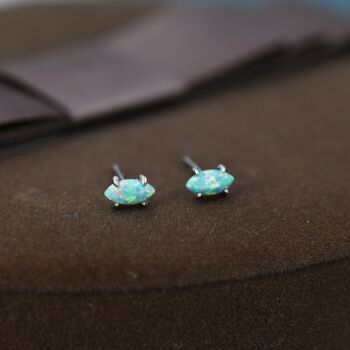 Extra Tiny Green Opal Marquise Stud Earrings, 8 of 12