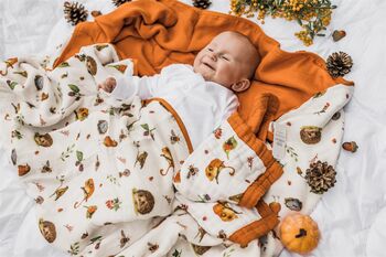 Hedgerow Autumn Bamboo Organic Cotton Baby Blanket, 4 of 5