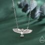 Flying Barn Owl Pendant Necklace In Sterling Silver, thumbnail 1 of 12