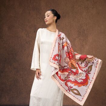 100% Mulberry Silk Scarf, Phoenix Paisley In Gift Box, 2 of 3