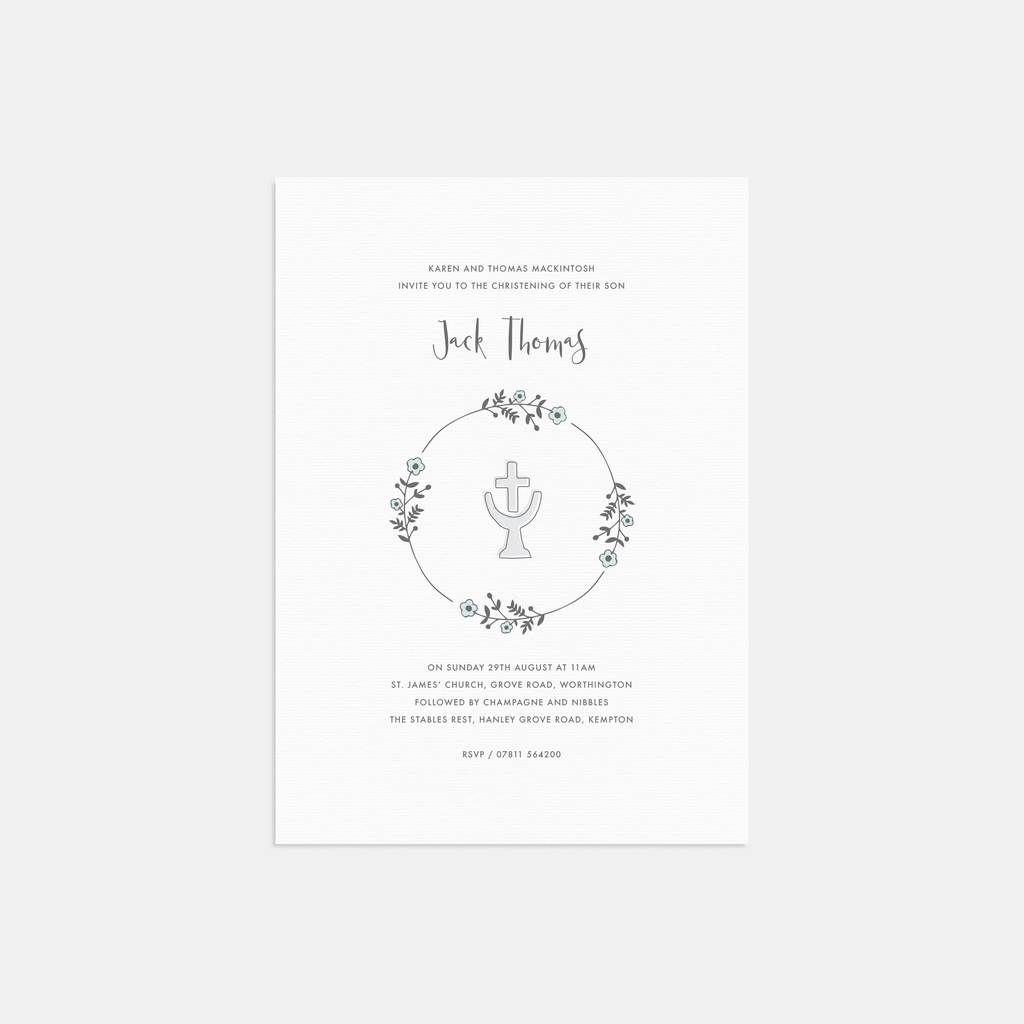 Image of 20 Sweet Floral Christening Invitations