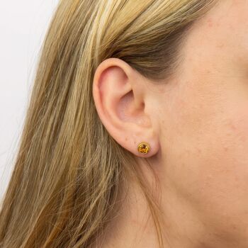 18ct Gold Plated November Birthstone Stud Earrings, 3 of 8
