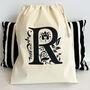 Personalised Initial Laundry Bag – Elegant Scroll Design Storage Sack For Adults, Teens And Students, thumbnail 1 of 5