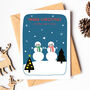 Snowman Couple Personalised Christmas Card, thumbnail 1 of 3