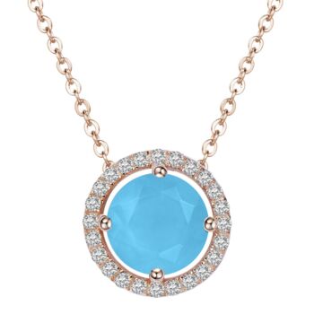 Round Turquoise 18k Rose Gold Plated Necklace, 3 of 5