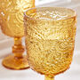 Set Of Four Amber Sunrise Embossed Wine Glasses, thumbnail 5 of 8