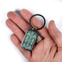 Interwoven Trees Muted Greens Handprinted Keyring, thumbnail 5 of 9