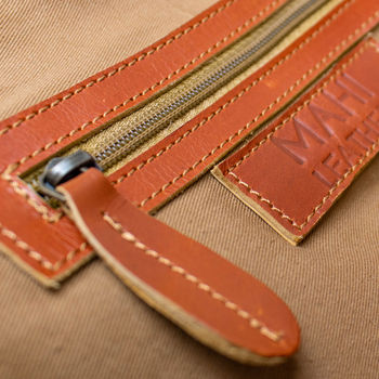 Personalised Buffalo Leather Classic Messenger In Tan, 7 of 9