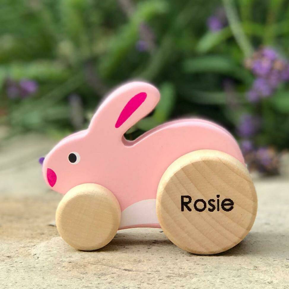 Image of My First Personalised Wooden Rabbit Push Along