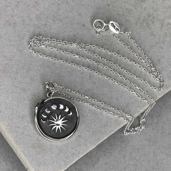 Sterling Silver Moon Phases Snake Necklace, 2 of 12