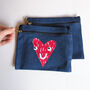 Denim Heart Make Up Bag, thumbnail 1 of 4