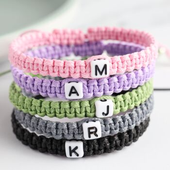 Personalised Initial Macrame Adjustable String Bracelet, 5 of 6