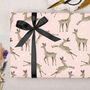 Three Sheets Of Christmas Reindeer Wrapping Paper Pink, thumbnail 1 of 2