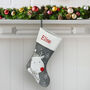 Personalised Grey Reindeer Christmas Stocking, thumbnail 2 of 3