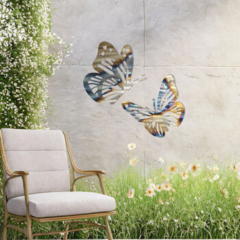 Elegant Butterfly Set Metal Wall Art For Garden Decor Gift, 5 of 10