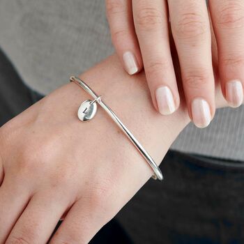 Personalised Solid Silver Pebble Bangle, 6 of 10
