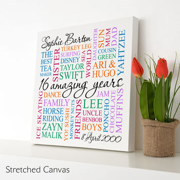 Personalised 16th Birthday Square Word Art, 8 of 11
