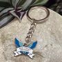 She Flies With Her Own Wings Latin Motto Enamel Keyring Gift, thumbnail 1 of 2