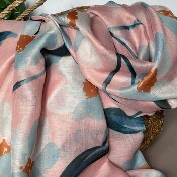 Floral Pattern Scarf In Coral, 2 of 4