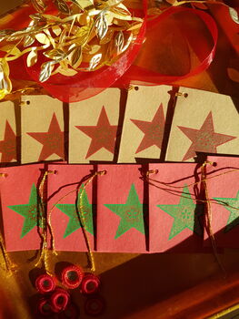 Hand Printed Star Gift Tags Set Of Ten, 4 of 4