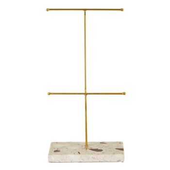Double Terrazzo Gold Jewellery Stand, 3 of 4