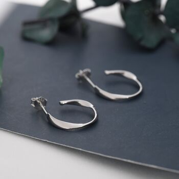 Sterling Silver Mobius Hoop Stud Earrings, 7 of 11