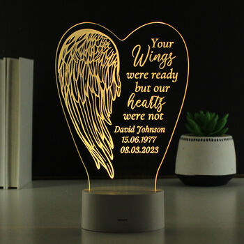 Personalised Angel Wings Memorial LED Light, 2 of 9