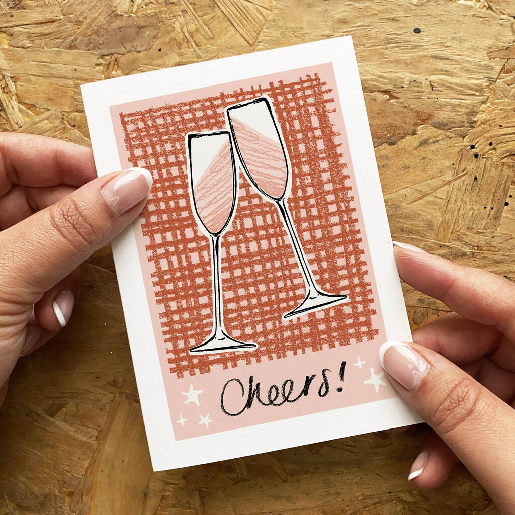 Cheers! Champagne Congratulations Card By Aimee Mac Illustration