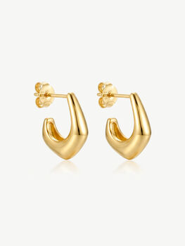 Gold Or Silver Sculptural Hoop Earrings, 5 of 6