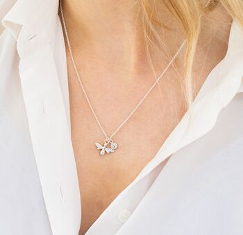 Sterling Silver Bee Necklace With Birthstone Charm, 6 of 12
