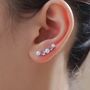 Sterling Silver Pearl And Moonstone Crawler Earrings, thumbnail 3 of 11