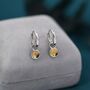 Sterling Silver Genuine Citrine Hoop Earrings, thumbnail 3 of 11
