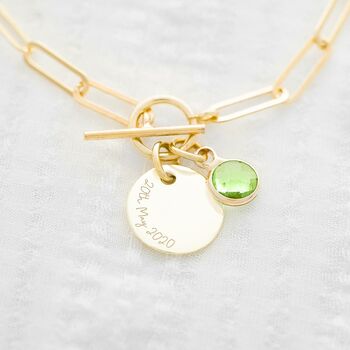 Disc And Birthstone Statement Personalised Bracelet, 2 of 8