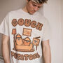 Couch Potatoes Men's Slogan T Shirt, thumbnail 1 of 4