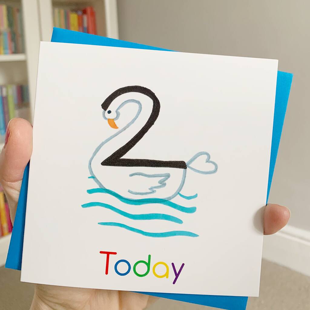 Image of 2nd Birthday Card For Child : Swan