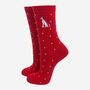 Polka Dot Embroidered Dalmatian Dogs Ankle Socks Women's Red, thumbnail 1 of 4