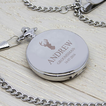 Personalised Silver Plated Groomsmen Icon Pocket Watch, 6 of 7