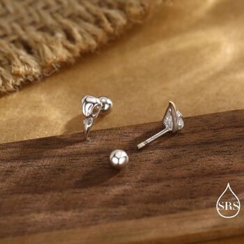 Sterling Silver Bird Skull Screw Back Earrings, 3 of 12