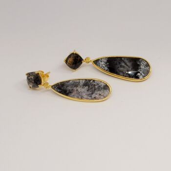 Black Rutilated Quartz Dendritic Opal Earrings, 5 of 5