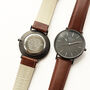 Personalised Minimalist Watch With Walnut Strap, thumbnail 2 of 6
