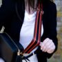 Brown, Orange And Black Stripe Bag Strap | Extra Long Crossbody Replacement Bag Strap, thumbnail 2 of 3